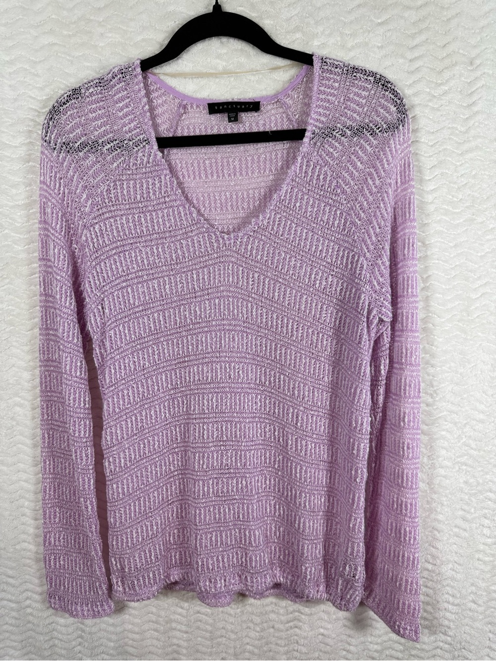 Sanctuary Lilac Textured Knit Top Sheer
